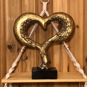 Heart Wing Statue, Gold & Black, Handmade In India